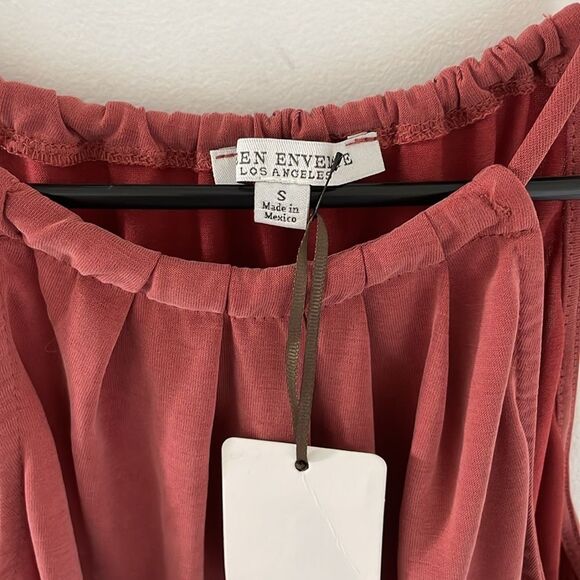 Green Envelope Womens Halter Tank Rust Sleeveless Top Sz S - Picture 3 of 9